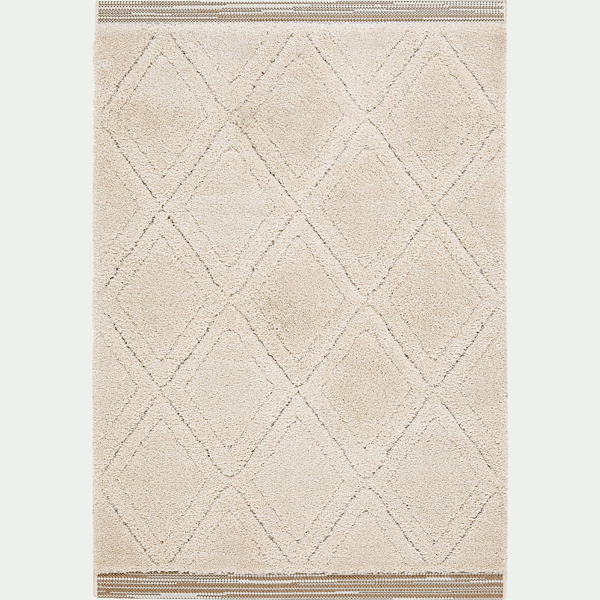 OURAIN - Tapis à poils longs style berbère 160x230cm - blanc
