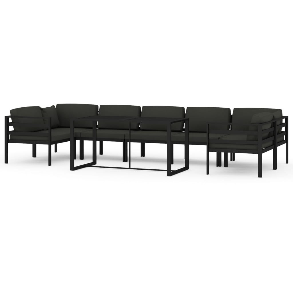 8-cz. zestaw mebli ogrodowych, poduszki, aluminium, antracyt