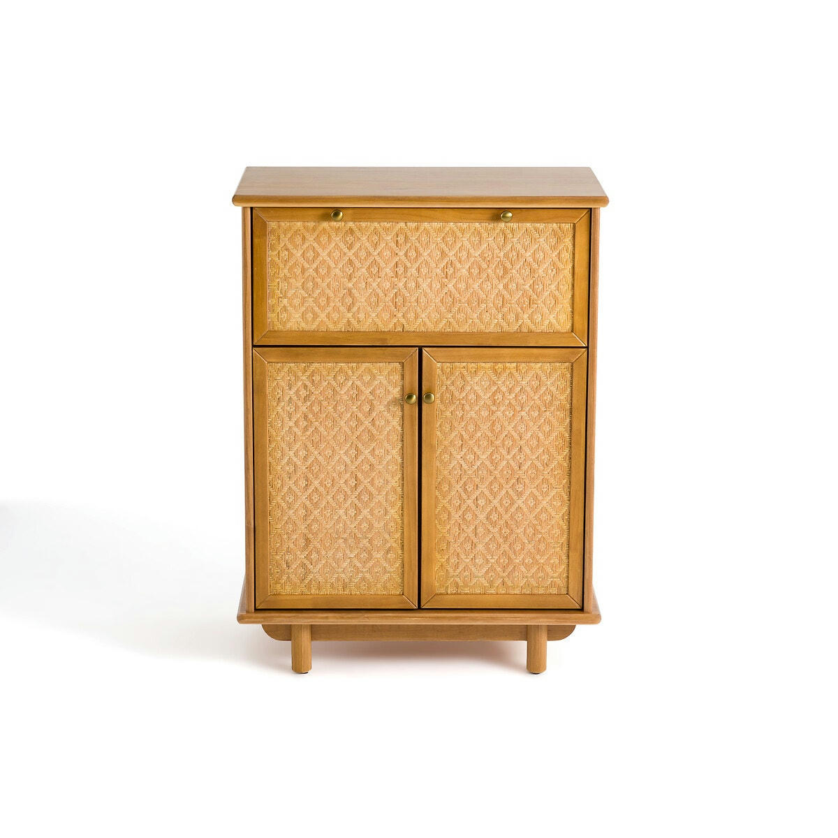 Meuble bar pin et cannage, Orient