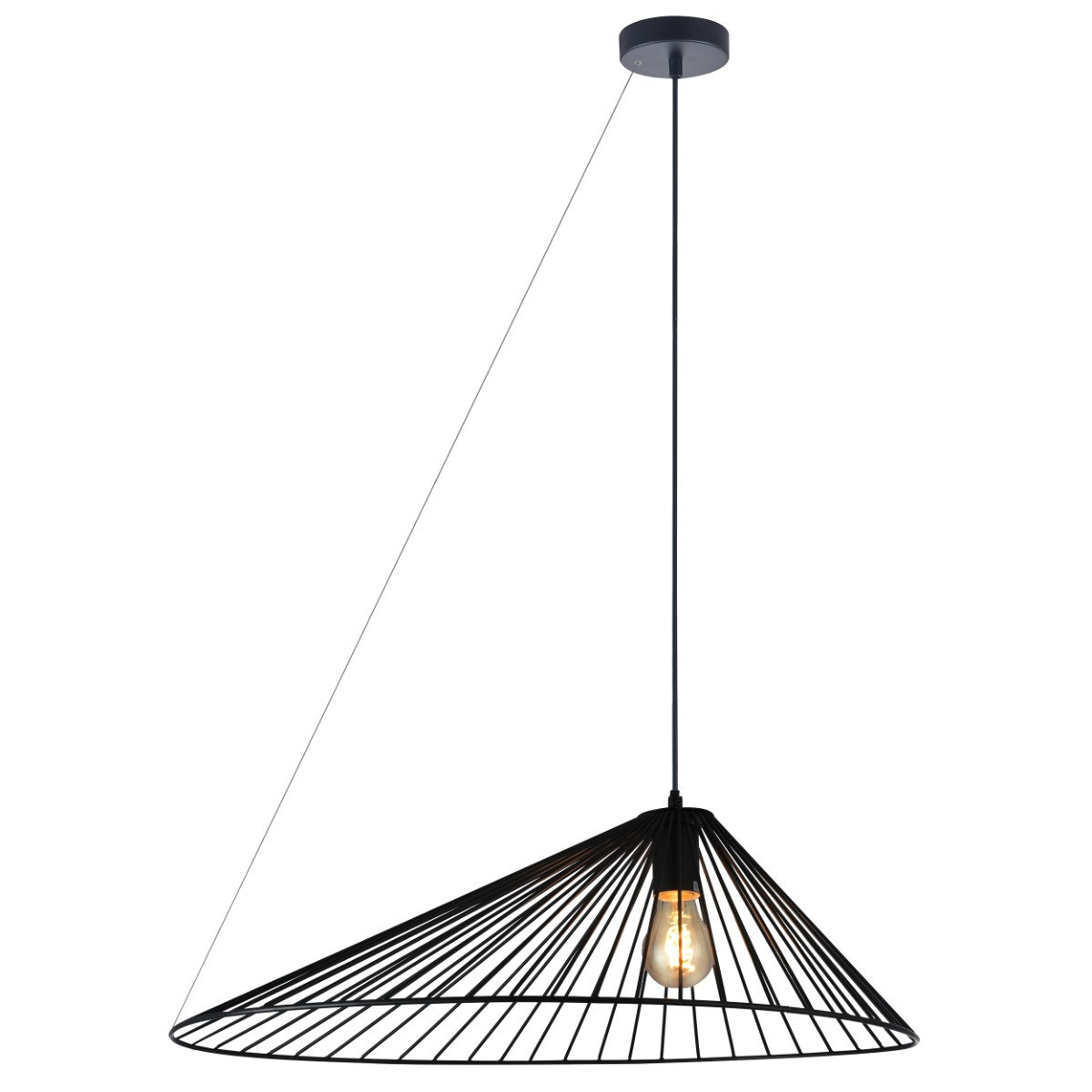 Lampa wisząca czarna AURORA 1xE27x20W wym: 136,5x60x60 cm Polux