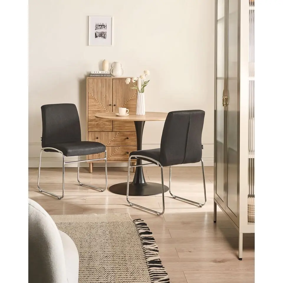 LECCO - Eetkamerstoel set van 2 - Zwart - Stof