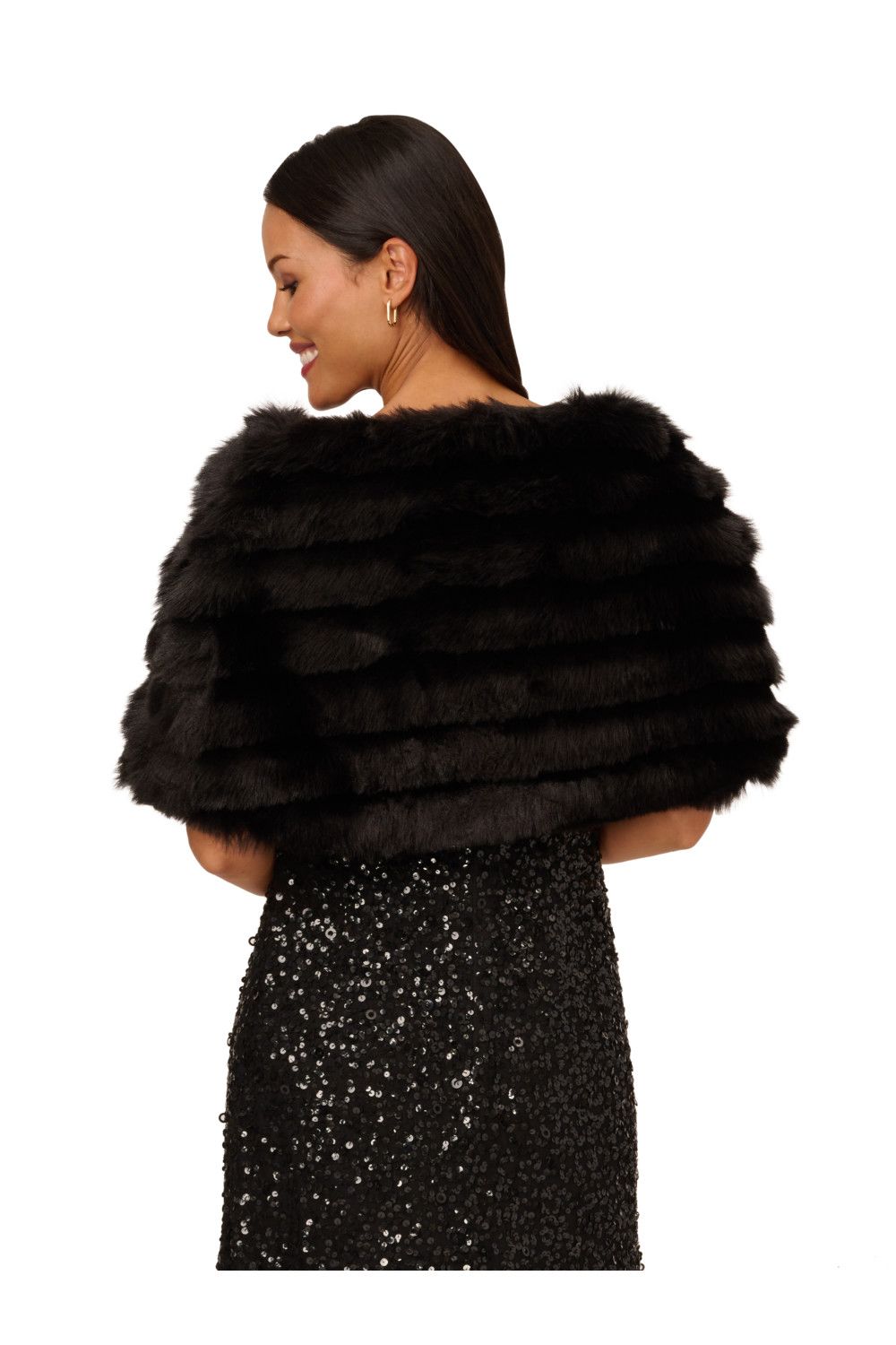 Adrianna Papell Faux Fur Brooch Coverup