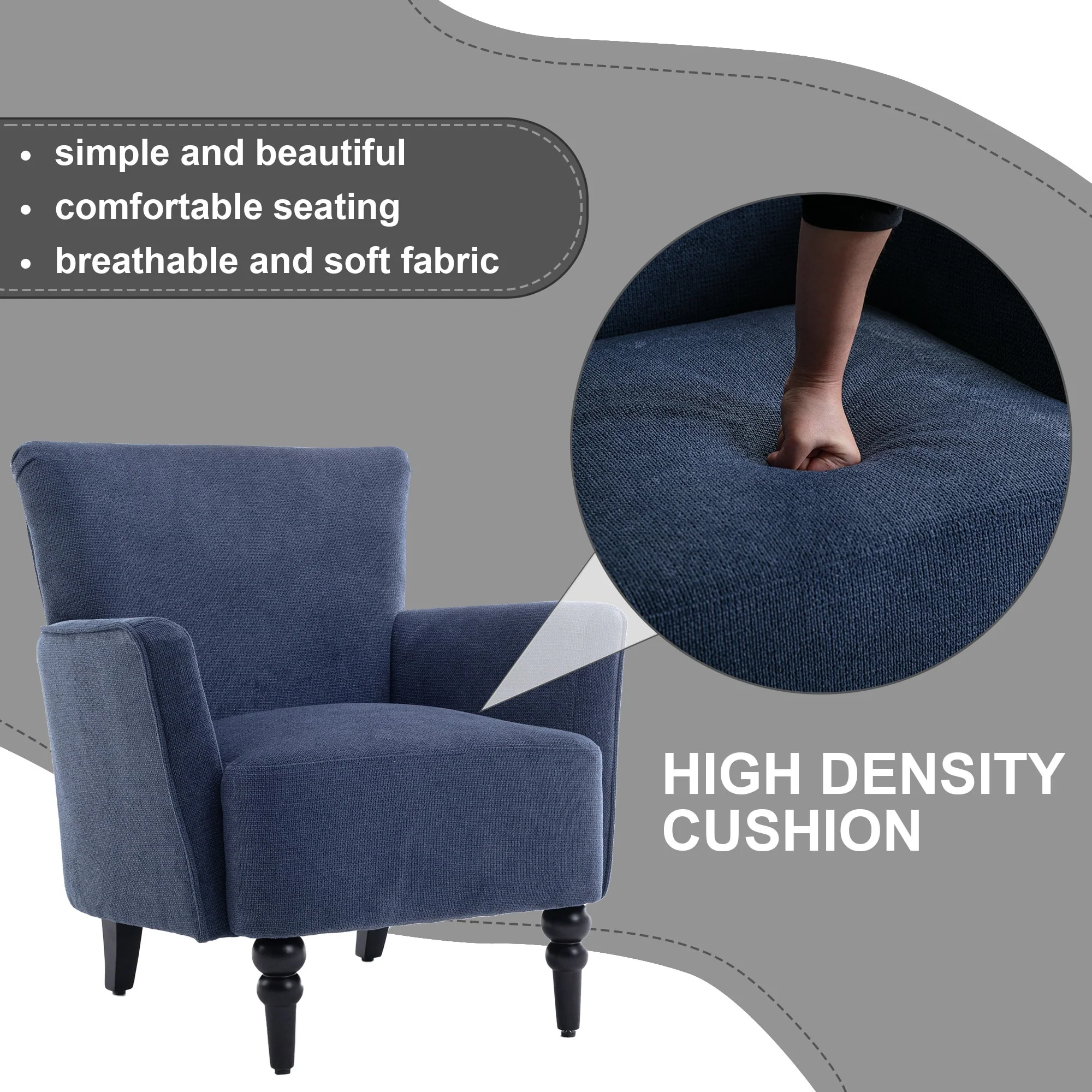 Modern Accent Sofa Chair with Linen Upholstery - 29.33 x 32.28 x 32.09