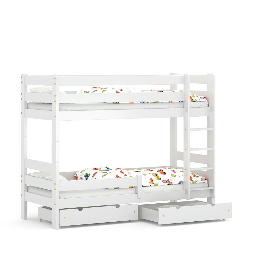 - Lit superposé en pin massif 180x80 blanc