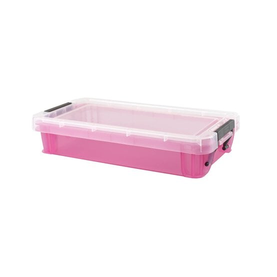 Whitefurze Allstore 0.75 Litre Transparent Pink Storage Box
