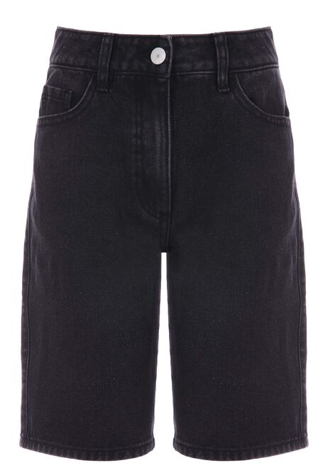Older Boys Black Longer Denim Shorts
