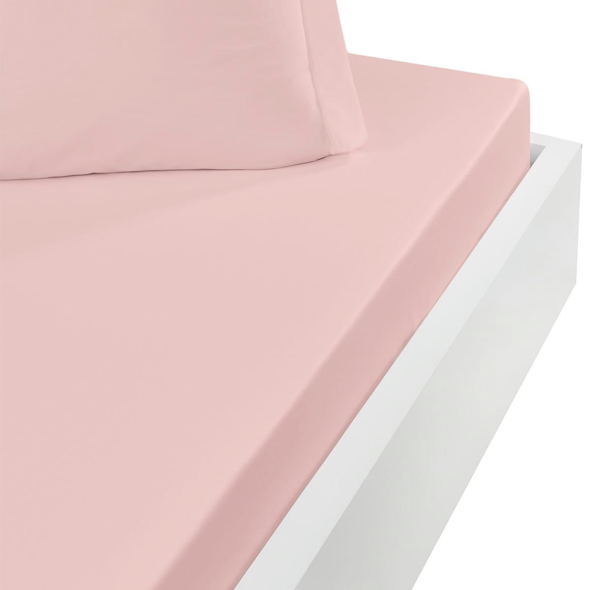 STUDIO - Drap housse en coton bonnet 30cm  poudre 140x190 cm