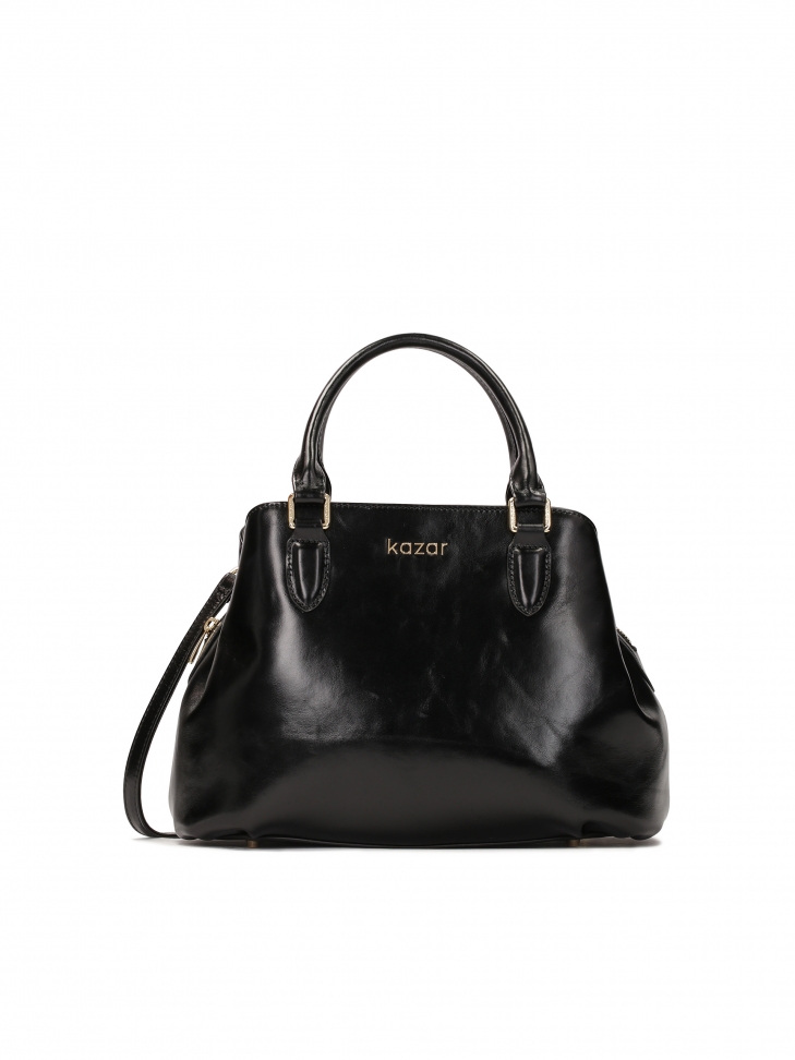 Black casual handbag for hand and shoulder