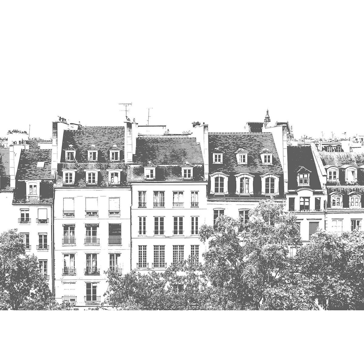 GRANDS BOULEVARDS - Papier peint panoramique en papier gris 384x270