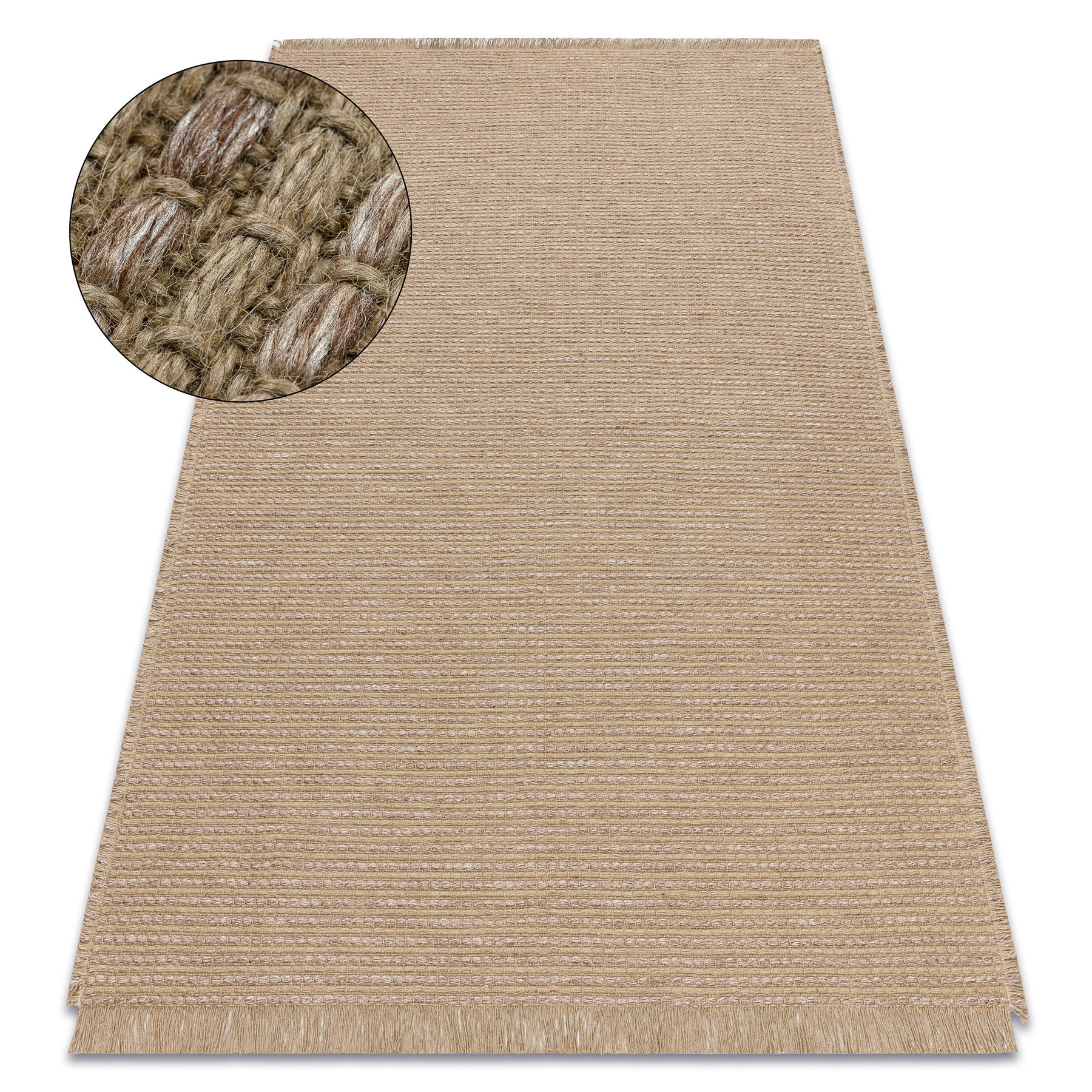 Dywan JUTE 3652 ciemny beż jednolity - jutowy, płaskotkany, 60x100 cm