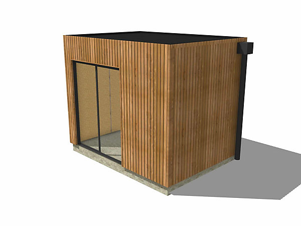 Bureau de jardin habitable en bois 3,3 x 2,4 x 2,7 m / menuiseries alu k-line