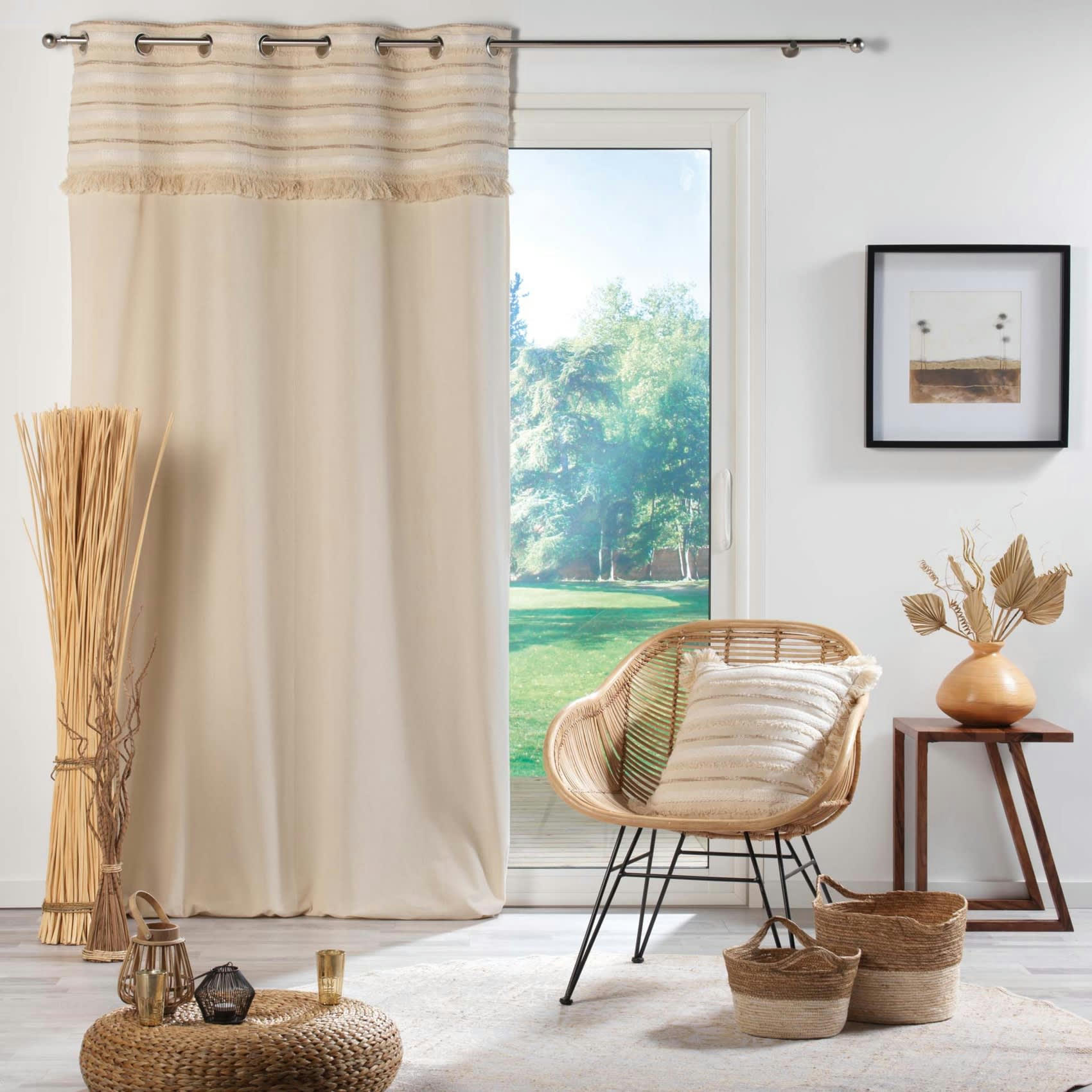 - Rideau à œillets naturel en coton 140x240cm