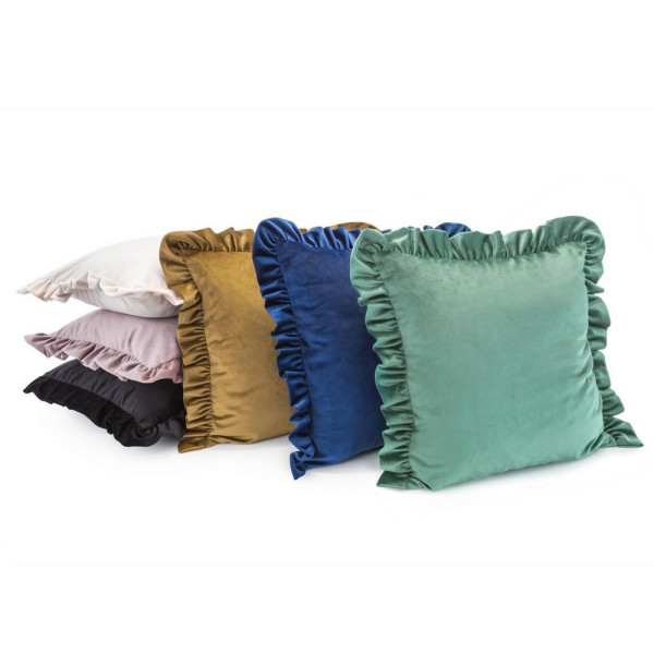 Poszewka 45x45 Velvet czerwona falbanka welurowa