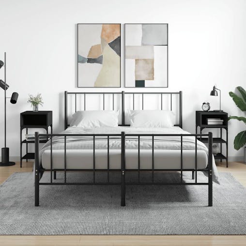 NNEVL Bedside Tables 2 pcs Black 35x34.5x70 cm Engineered Wood
