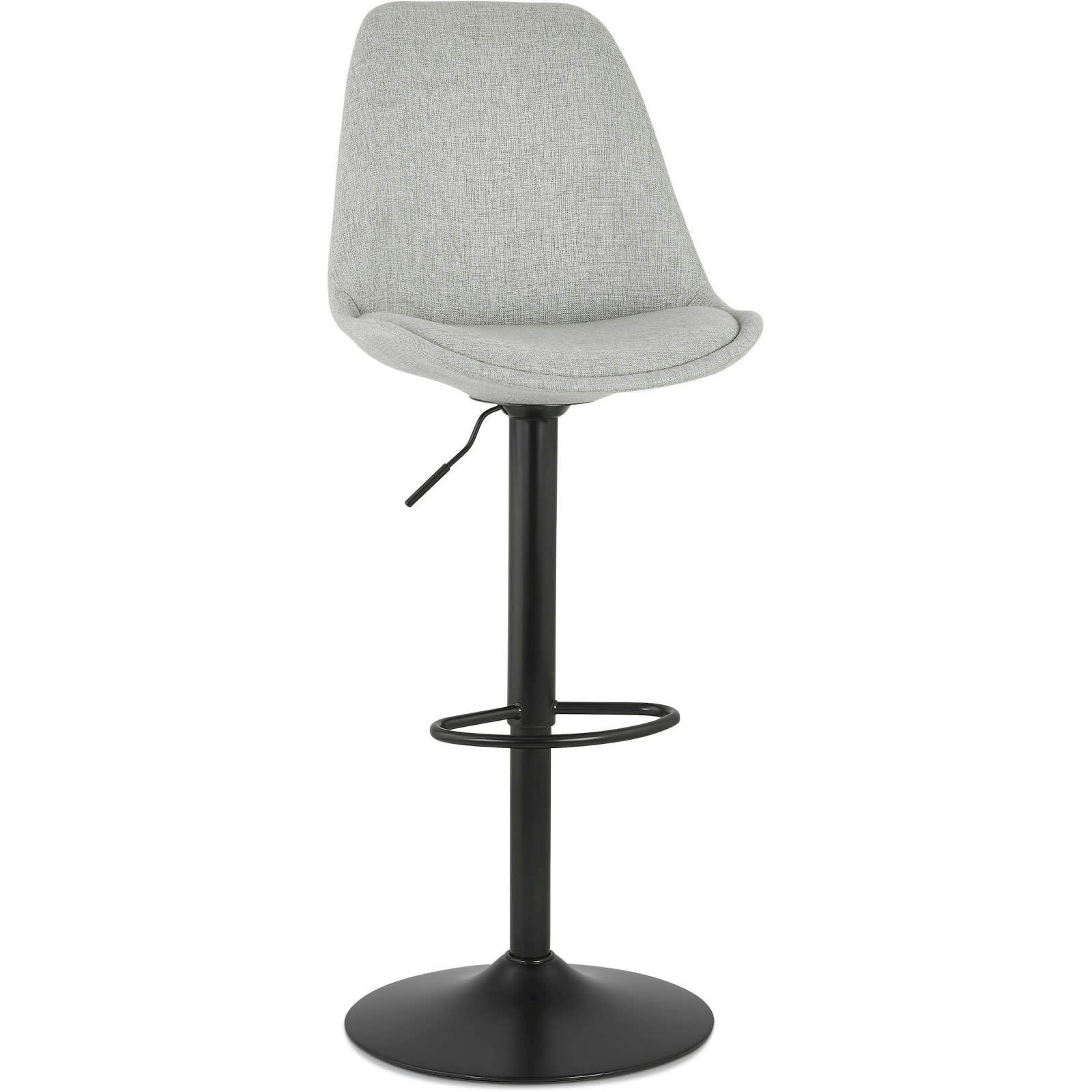 GUSTI - Tabouret de bar Tissu Gris 360° H. assise 80 cm rembourré