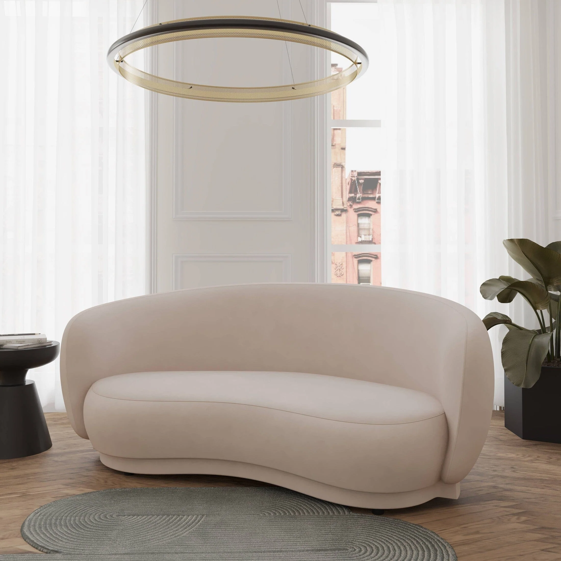 Faze 3-Seater Wide Couch Sofa Upholstered in Velvet for Living Room & Bedroom by Leisuremod