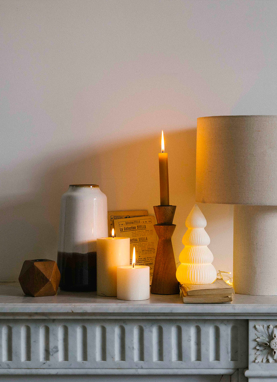 BOUGEOIR EN BOIS DE MANGUIER MULTI-FACETTESMARRON