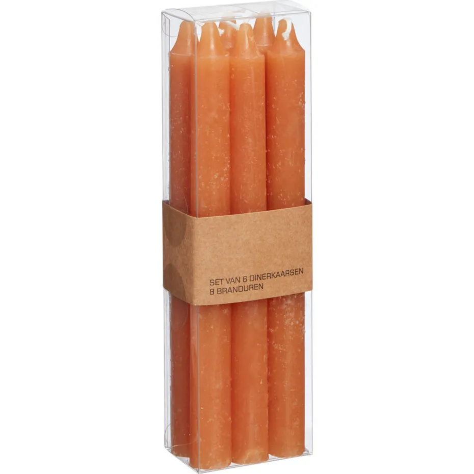 Kwantum Kaarsen & Theelichten | Kaarsen & Theelichten | Dinerkaars oranje 6 Stuks Zalm