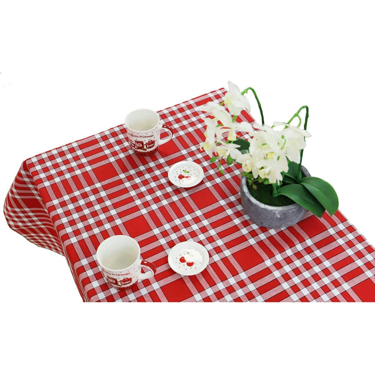 NAPPE NELLY - Nappe tissu carreaux vichy en coton rouge 150x300 cm