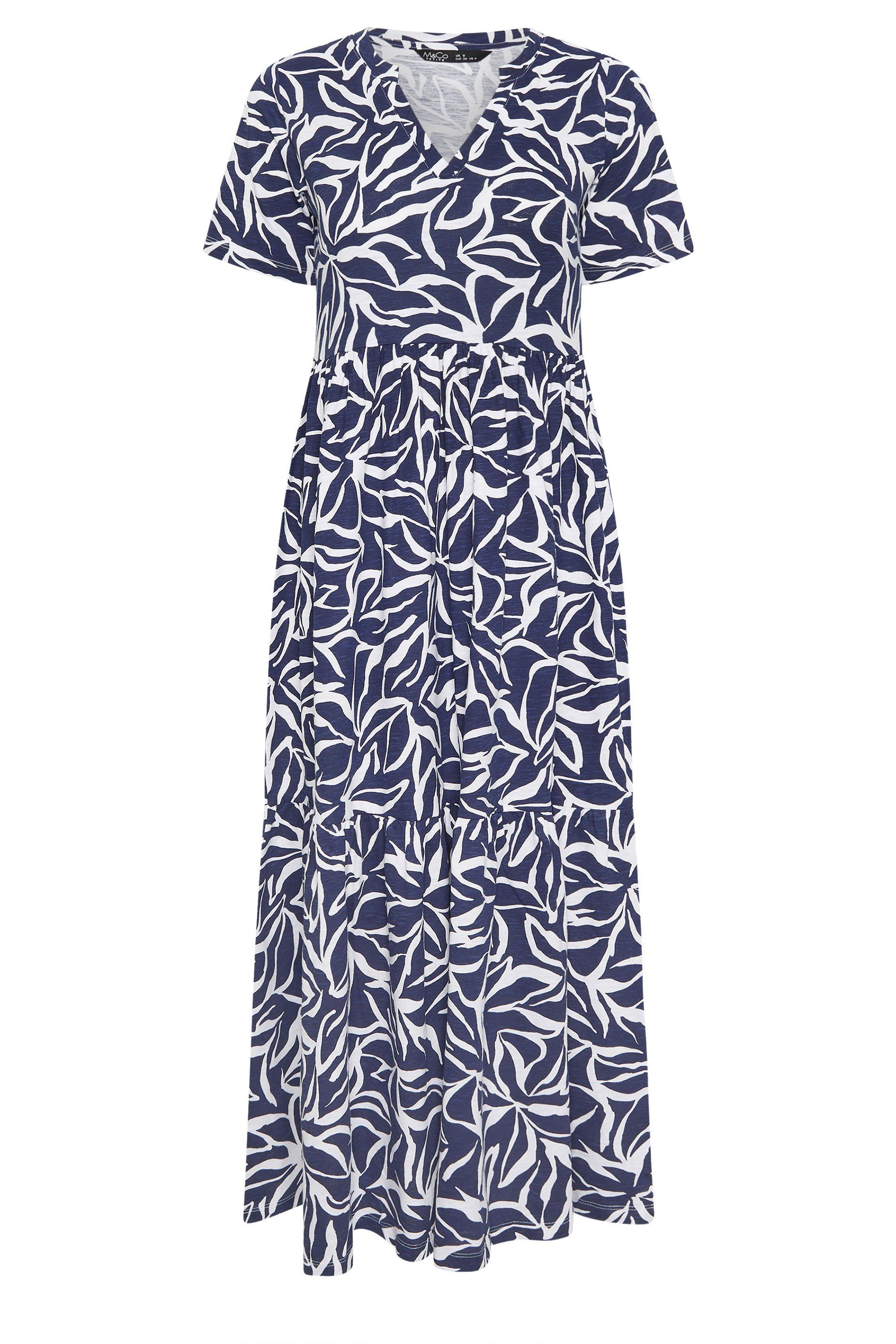 M&Co Petite Abstract Print Tiered Cotton Maxi Dress