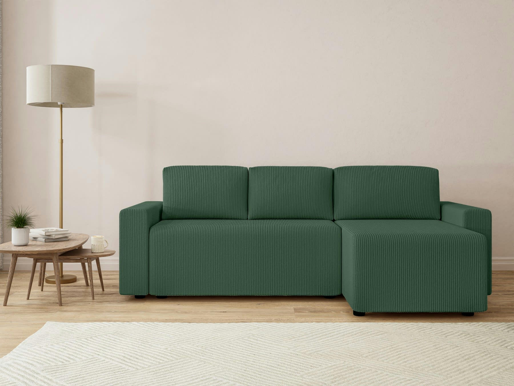 MAX - Canapé d'angle convertible en  4 places vert