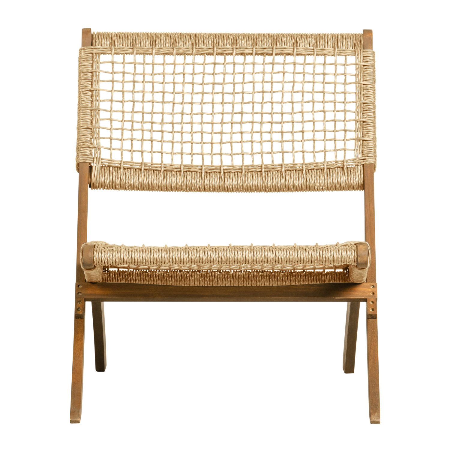 WOOOD klapstoel tuin geruit Lois - Hout - Naturel - 73x60x78