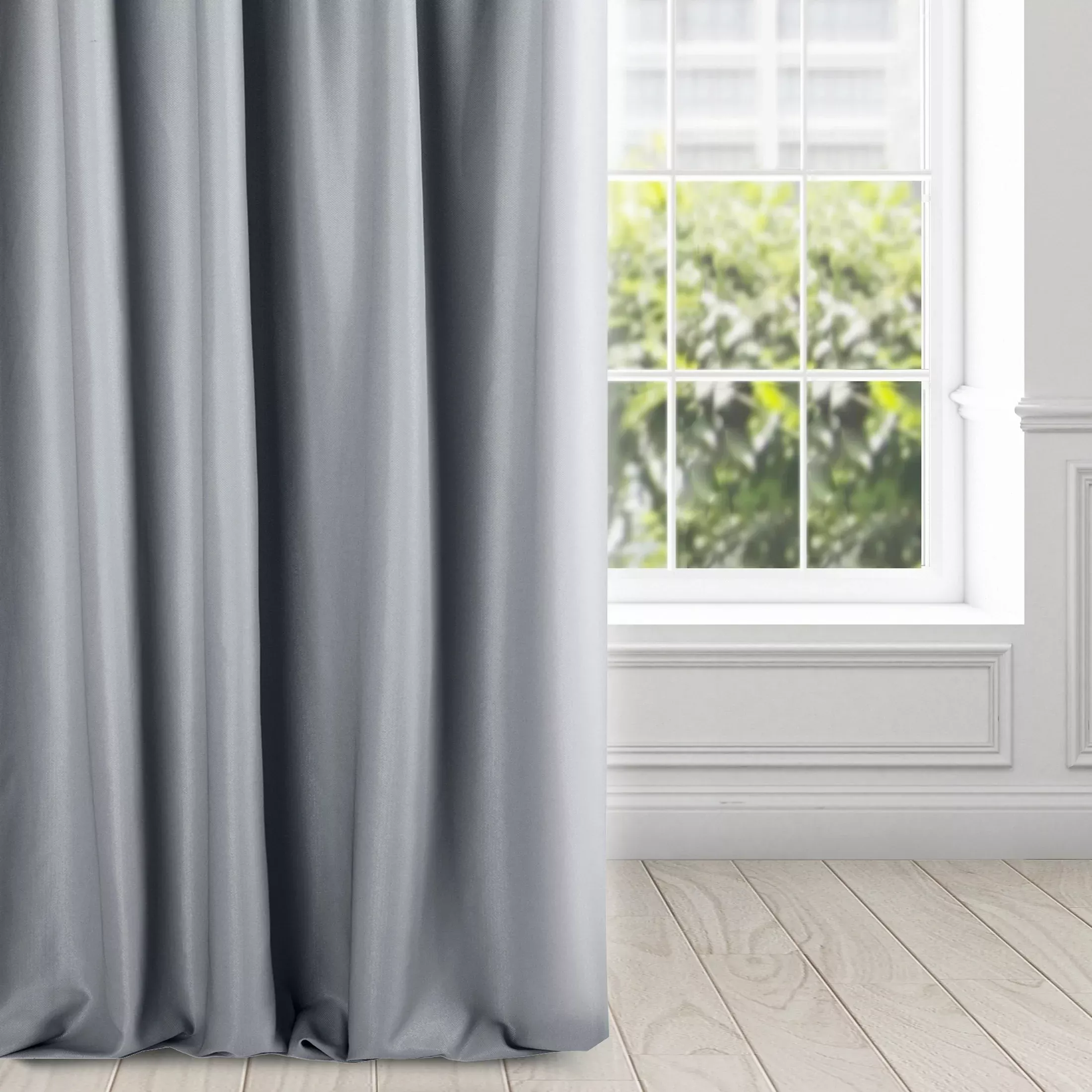 Zasłona srebrna z błyszczącym splotem 140x250 cm przelotka - ESSME