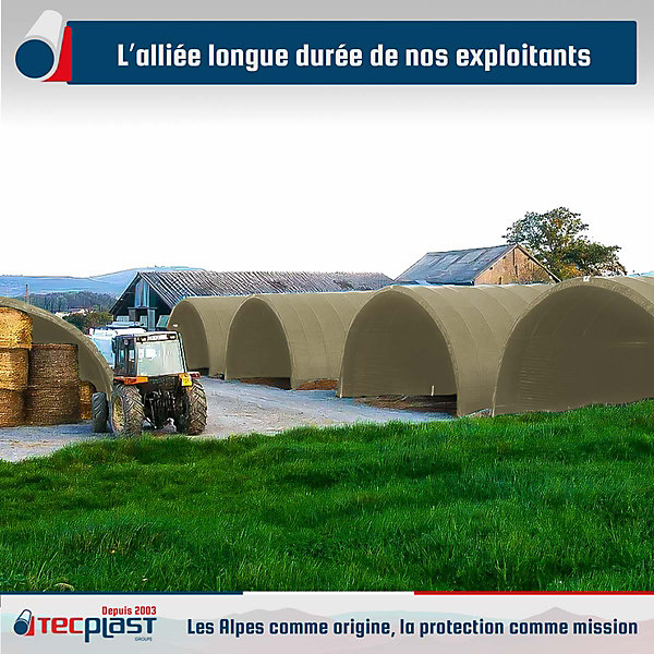 Bâche Tunnel agricole 3x4,5 m Blanc Crème - Garantie 5 ans TECPLAST - LP506TU - Bâche PVC étanche pour Tunnel de stockage