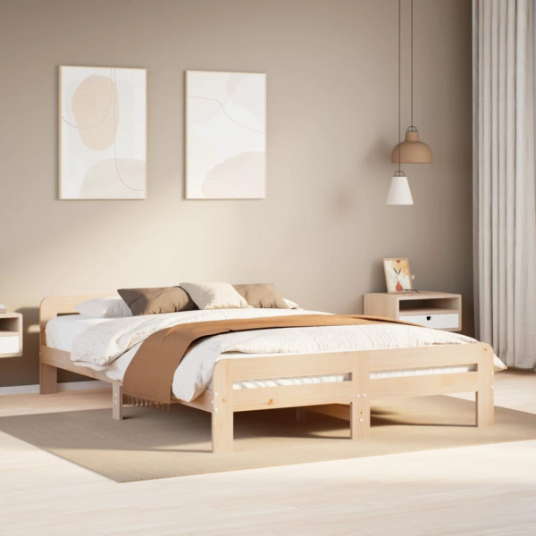 Łóżko Drewniane Rama Łóżka Sofa Brązowe Do Sypialni Pokoju 150x200 cm