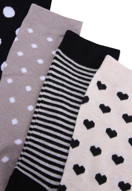 Womens 4pk Natural Spot Ankle Socks