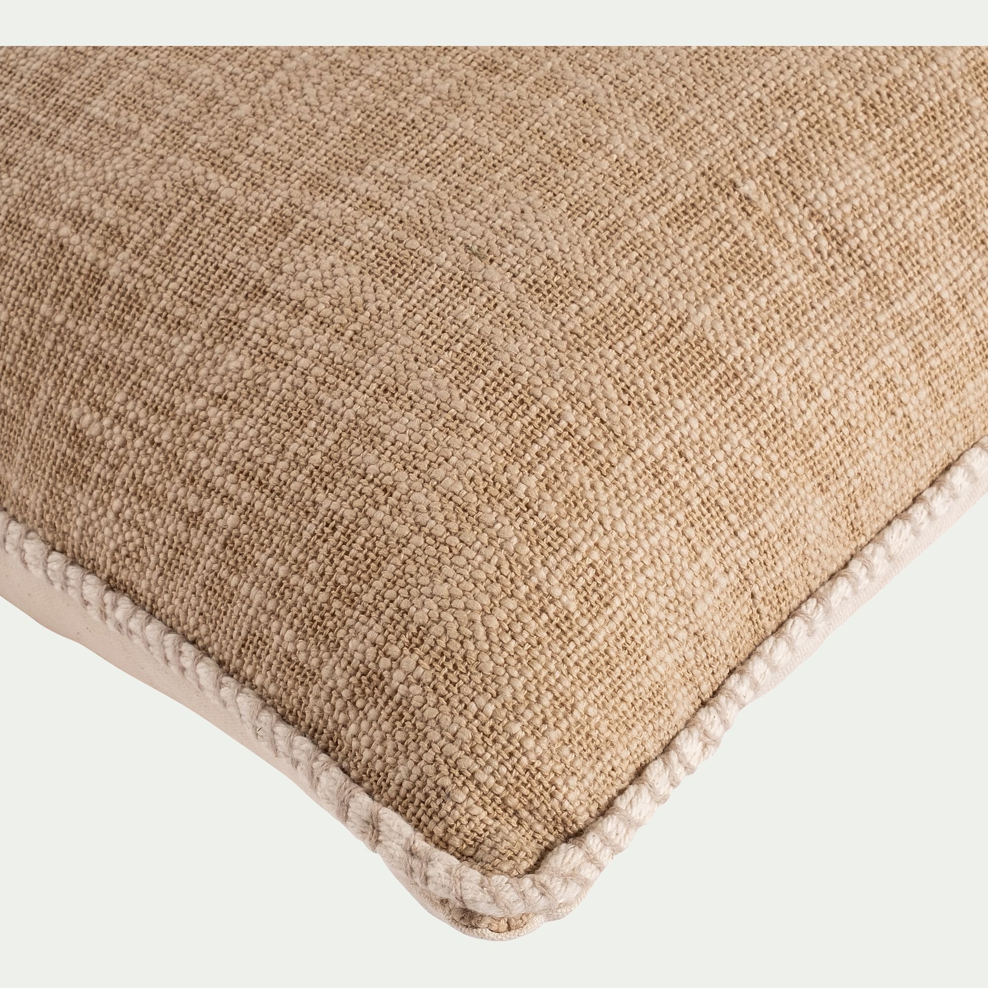 ADAMA - Coussin finition passepoil en coton 45x45cm - naturel