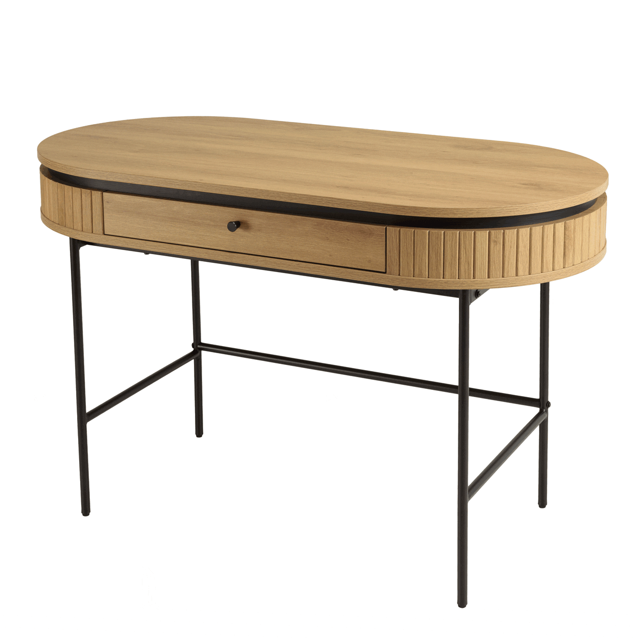 Bureau 1 tiroir bords arrondis décor strié JINAN