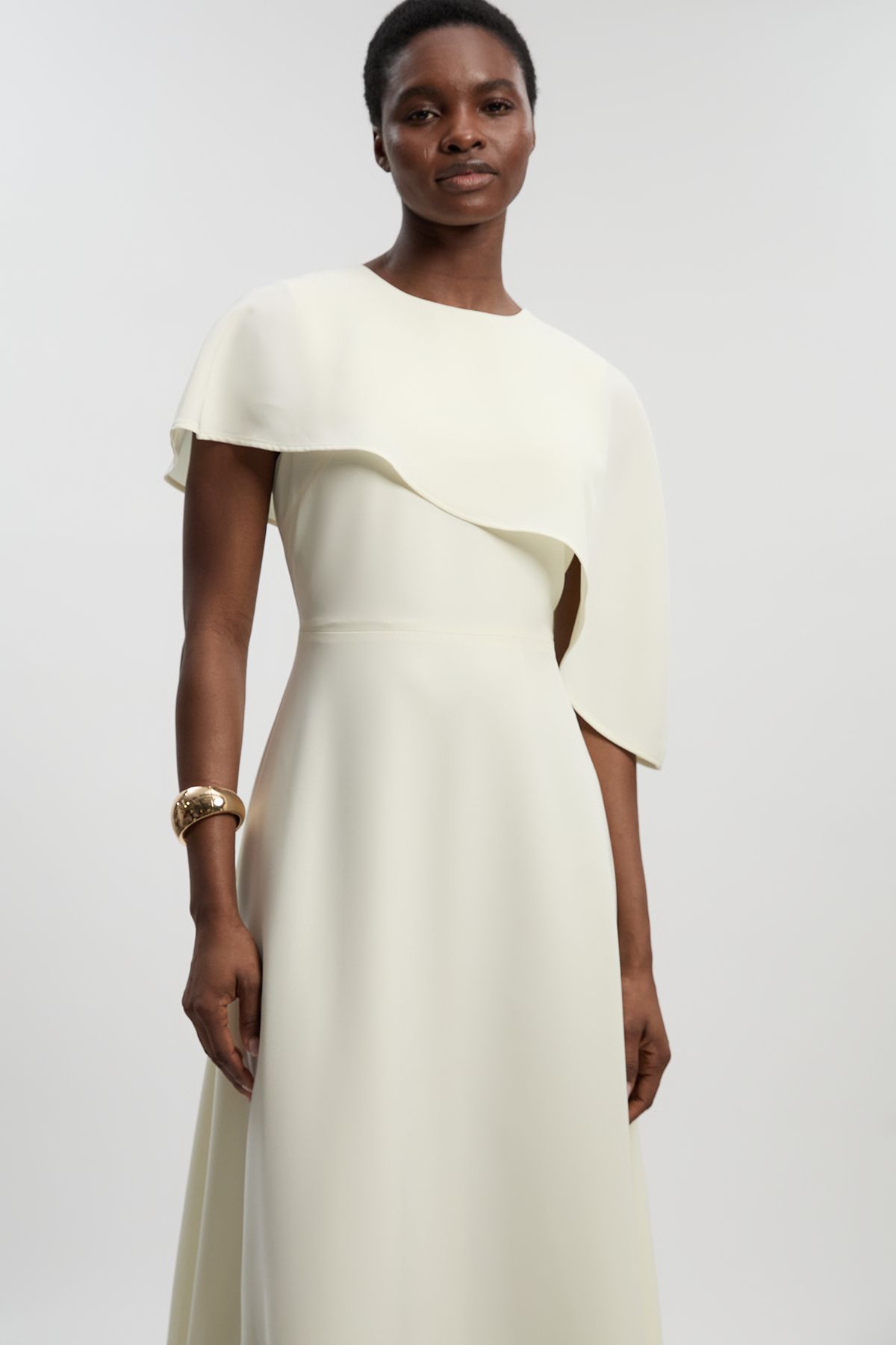 KarenMillen Soft Tailored Cape Detail Tailored Midi Dress