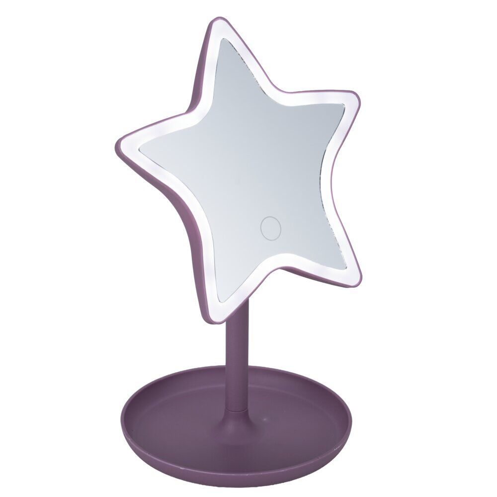 Miroir lumineux à poser avec rangement bijoux H26cm (3 modèles)