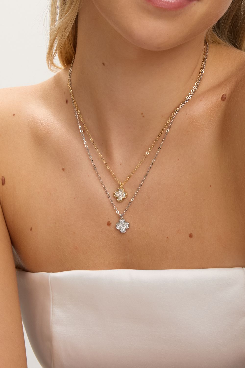 Jon Richard Gold Plated Mirco Pave Clover Pendant