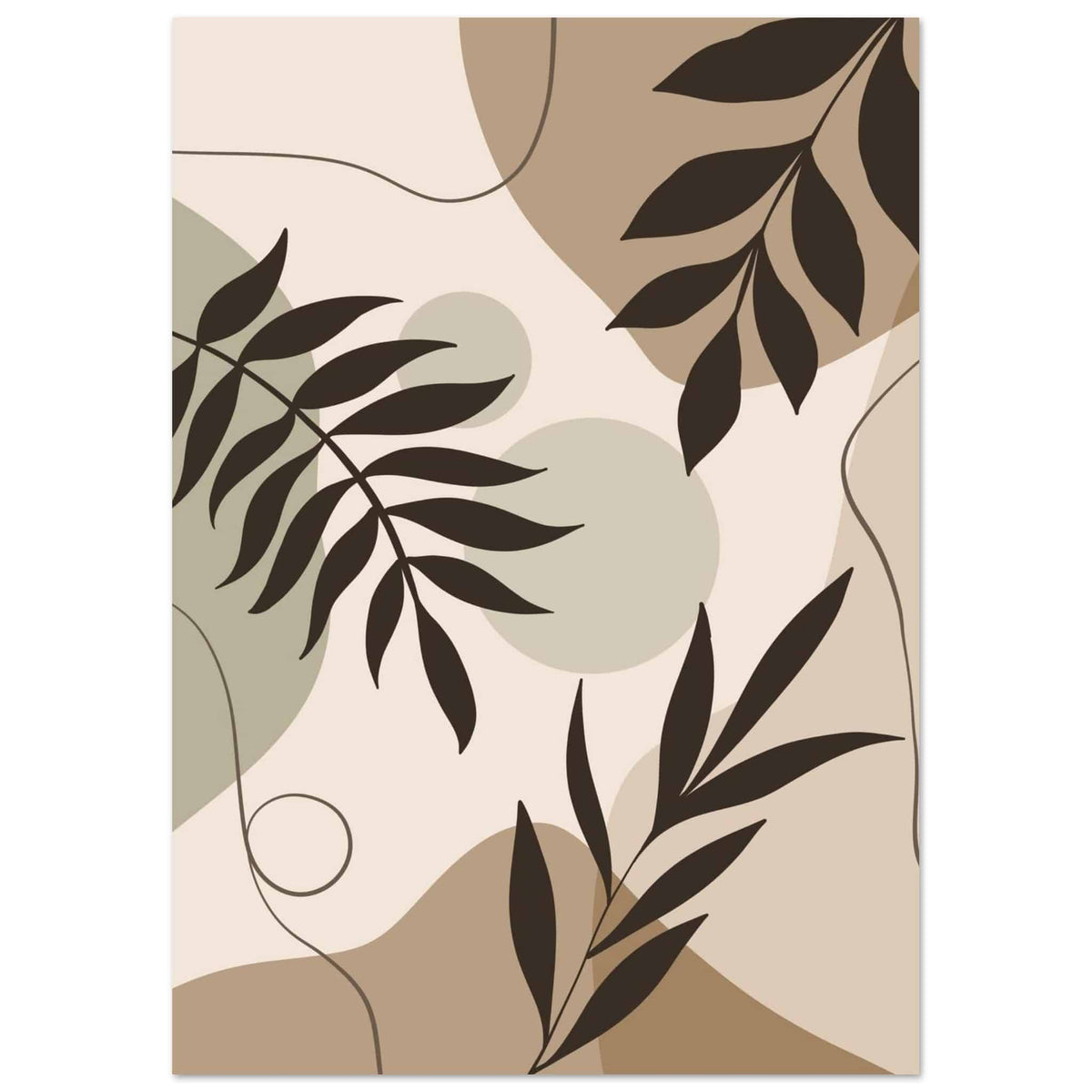Artfulprints Poster Boho – Shaped leaves  - A4 21x29.7 cm - Meerkleurig