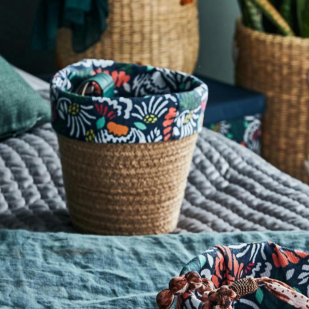 - Panier de rangement en corde en coton bleu 15x17x1cm