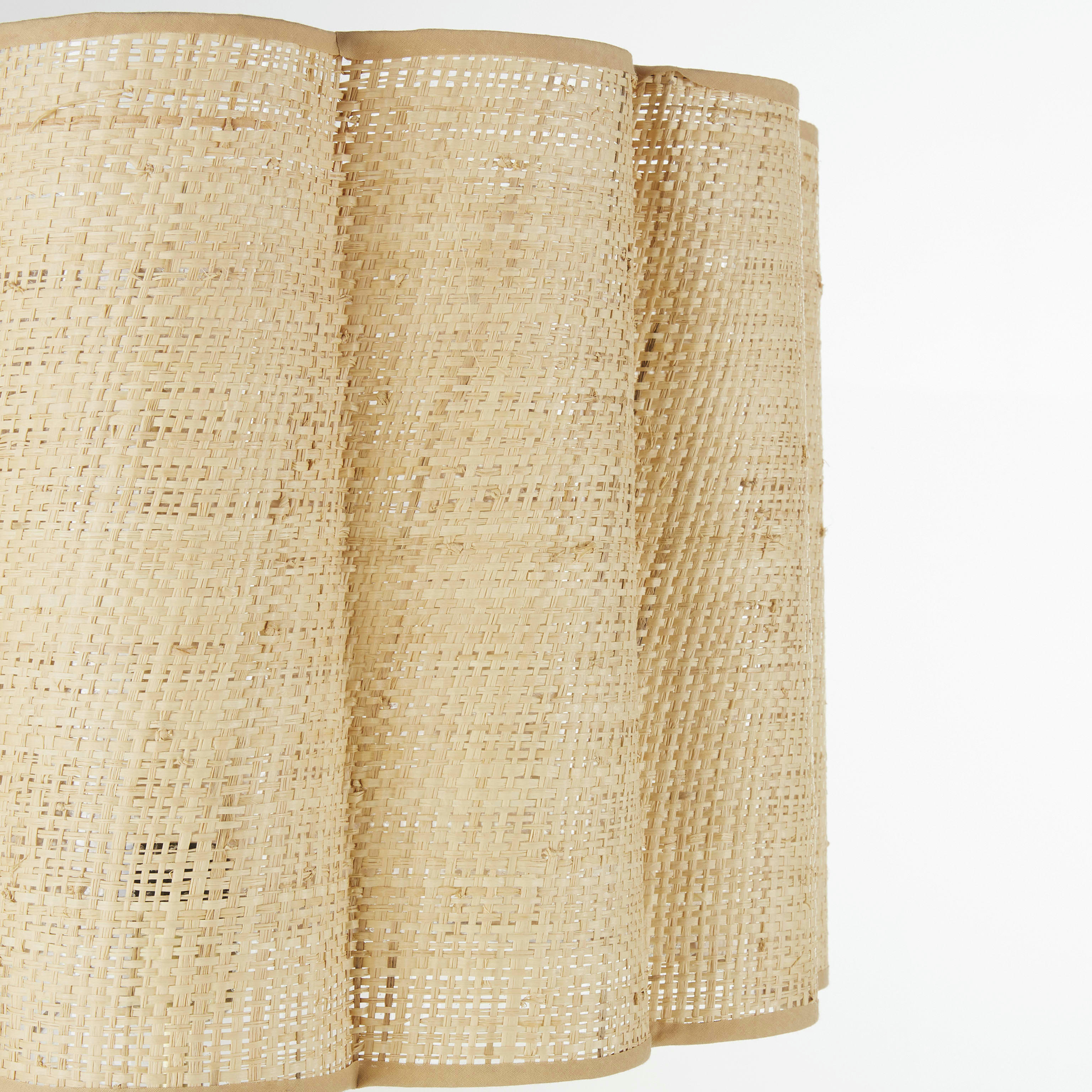 ASWANA - Lampadaire en métal doré et abat-jour en raphia H166
