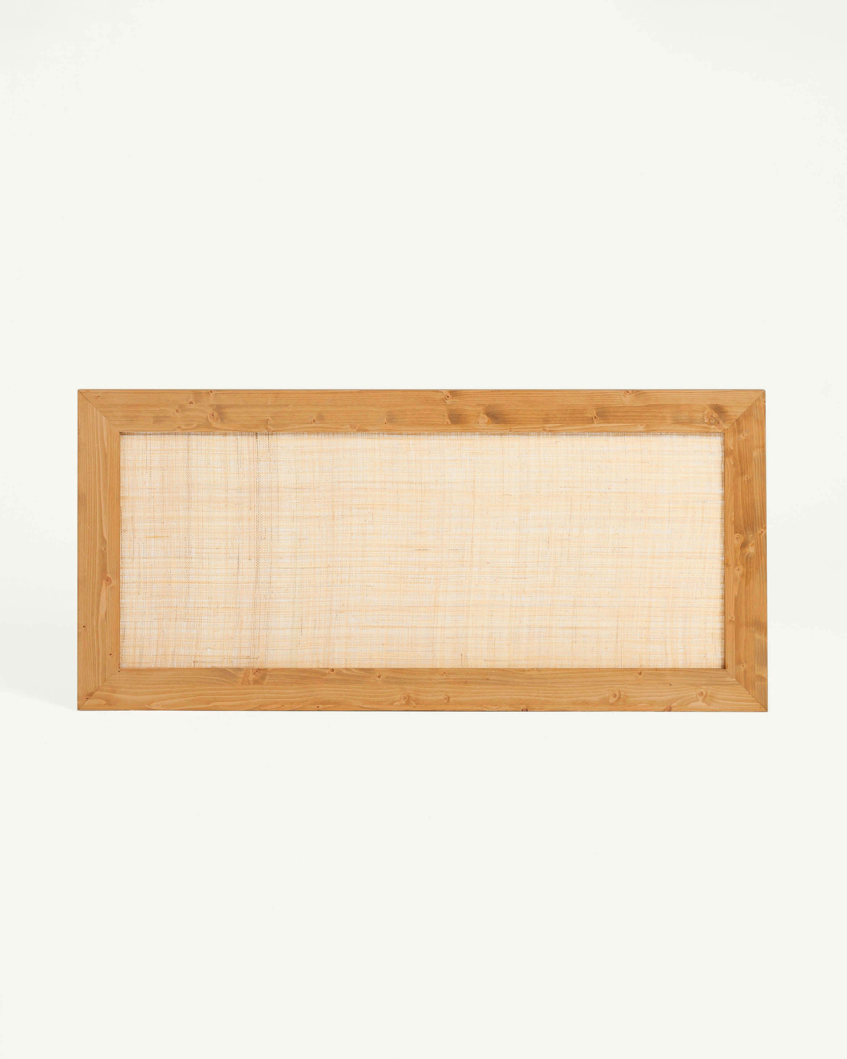 MARNIE - Tête de lit bois et raphia en couleur marron clair pour lit 180 cm