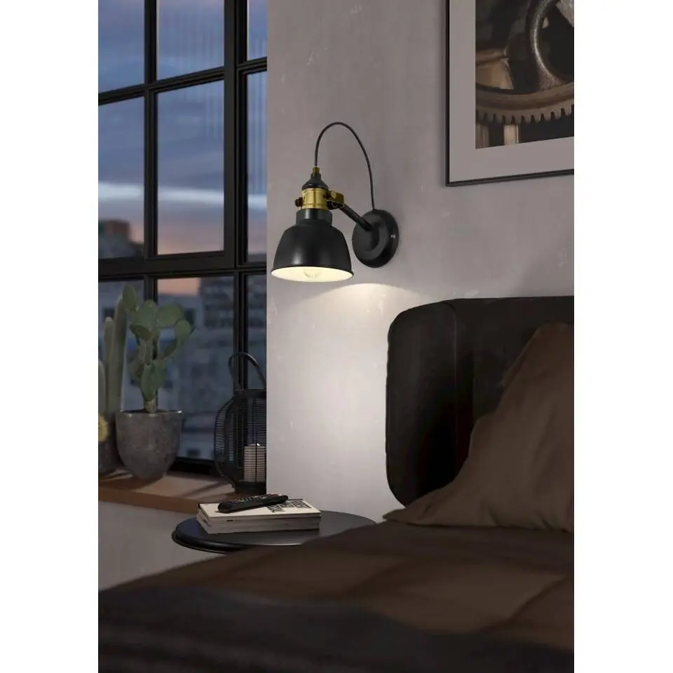 EGLO Thornford Wandlamp - E27 - Staal - Zwart/Goud