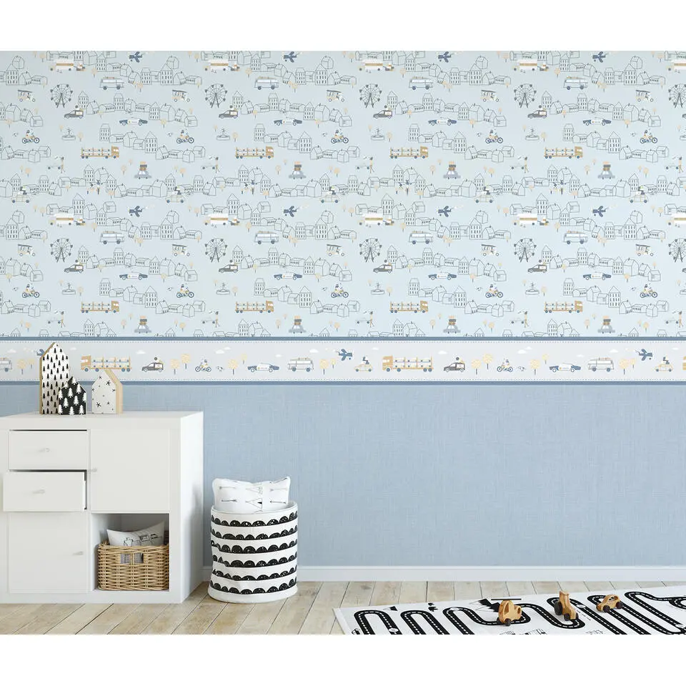 Sanders & Sanders behang linnenstructuur blauw - 53 cm x 10 m