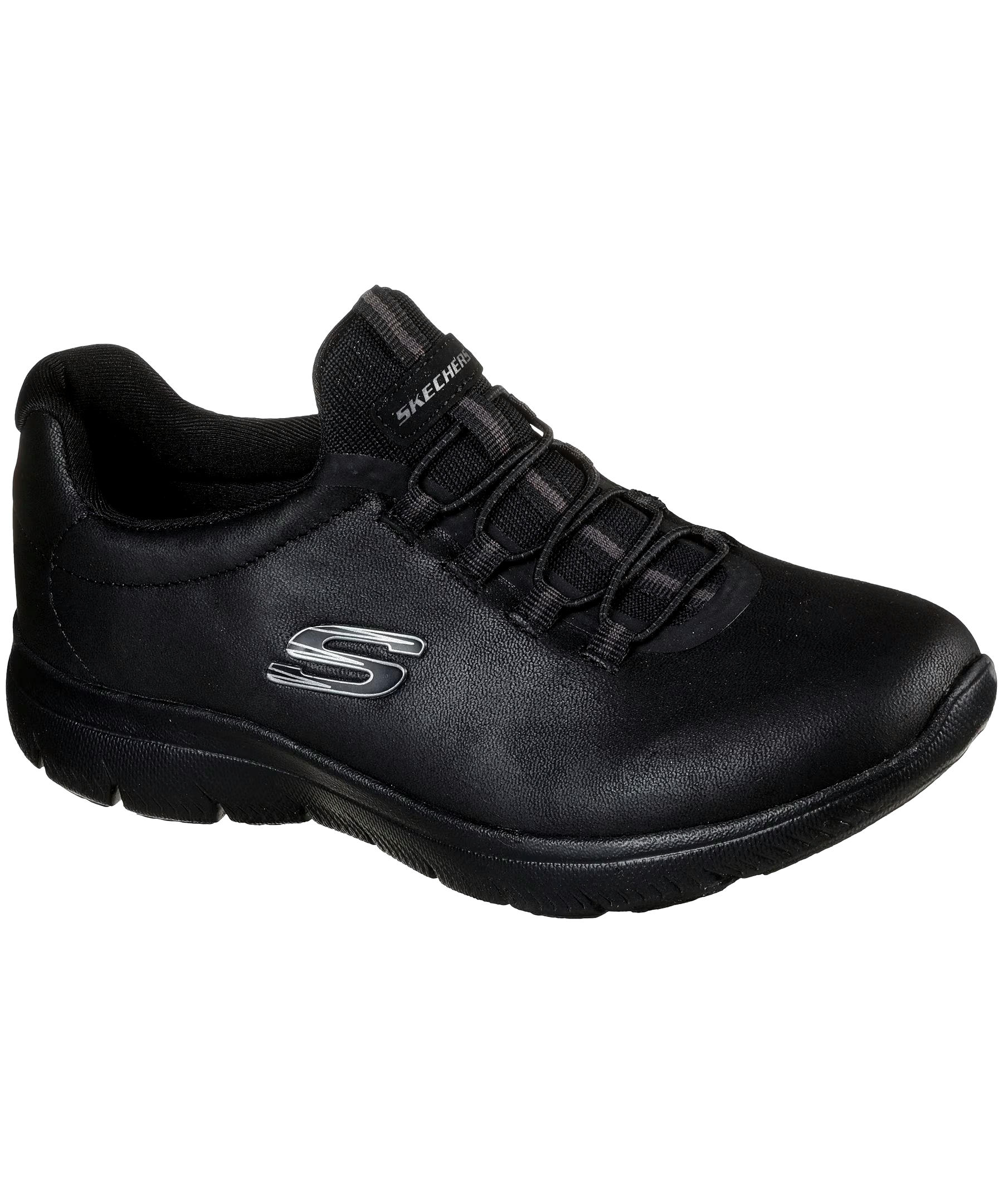 Skechers Women's Summits Duraleather Bungee Slip On Sneakers - Black