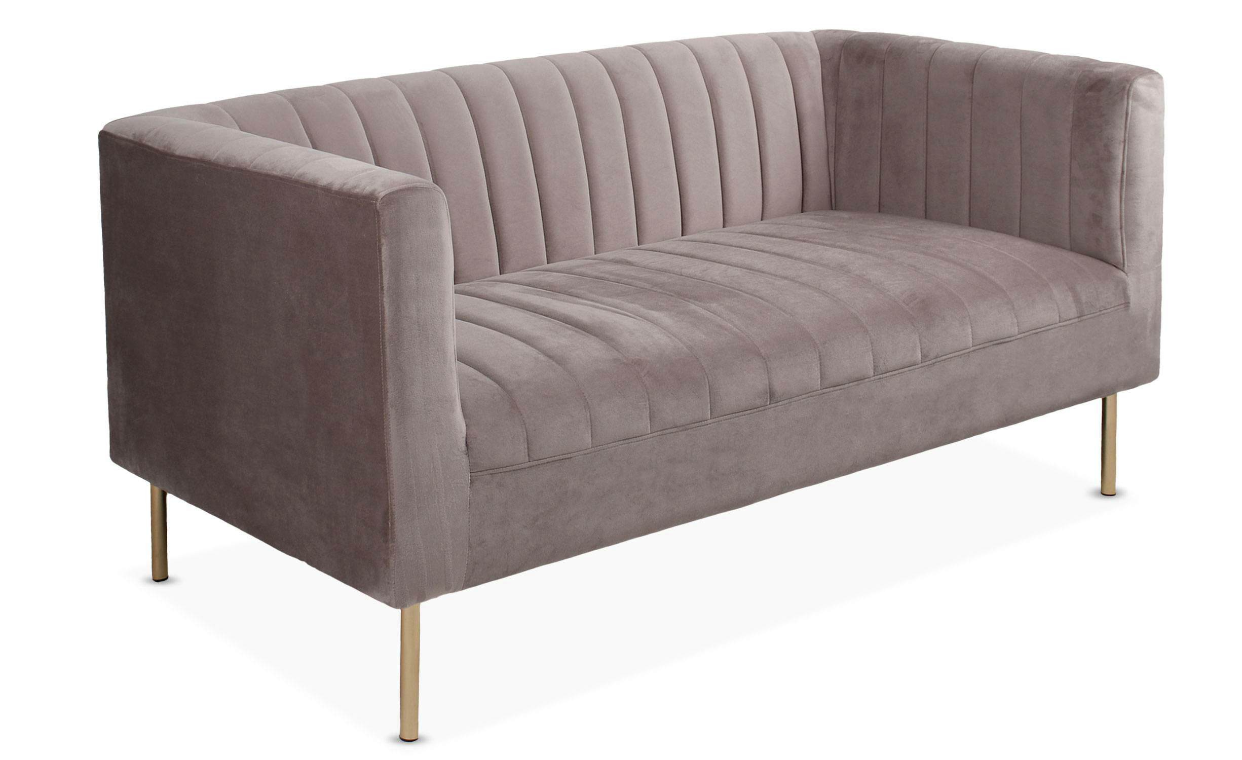 SACRAMENTO - Canapé moderne 2 places à coutures verticales velours gris