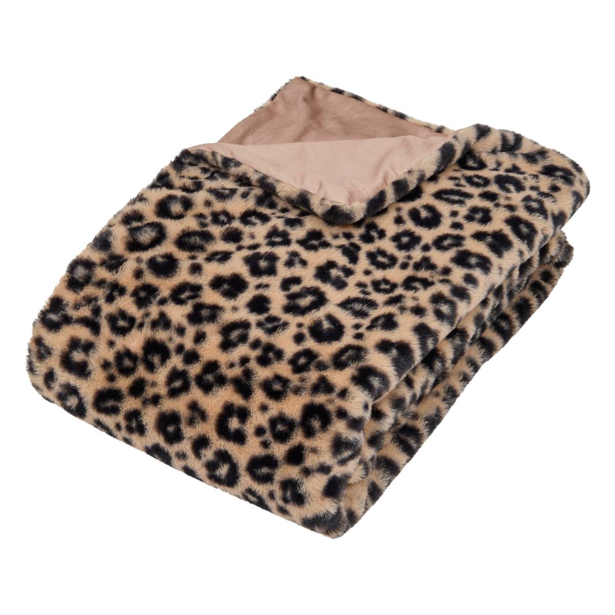 "Orana" Faux Fur Printed Throw Black, 160x120 cm