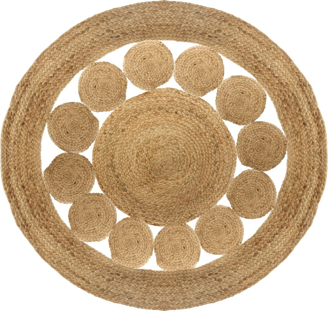 Okrągły dywan jutowy Lace 120 cm do salonu Boho