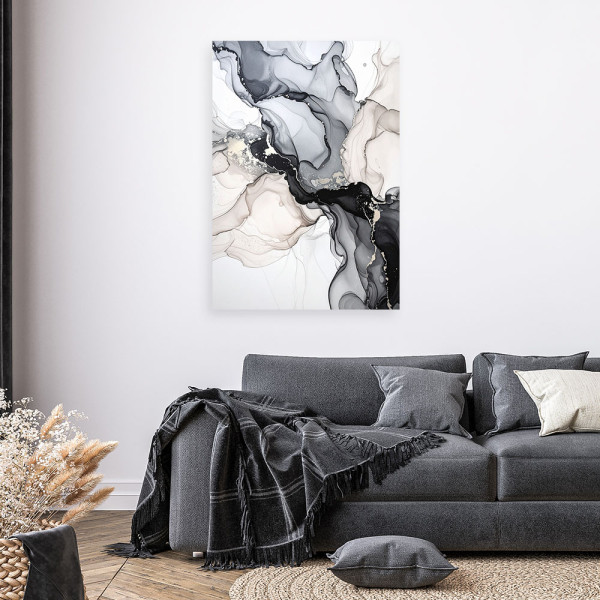 Obraz do salonu jadalni biura, Abstrakcja czarno złota 20x30