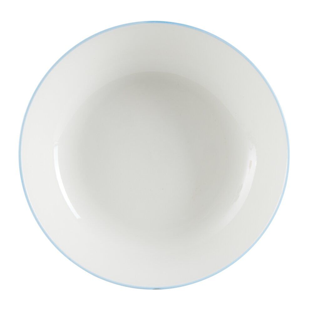 Assiette creuse porcelaine blanc liseré bleu clair Ø20cm