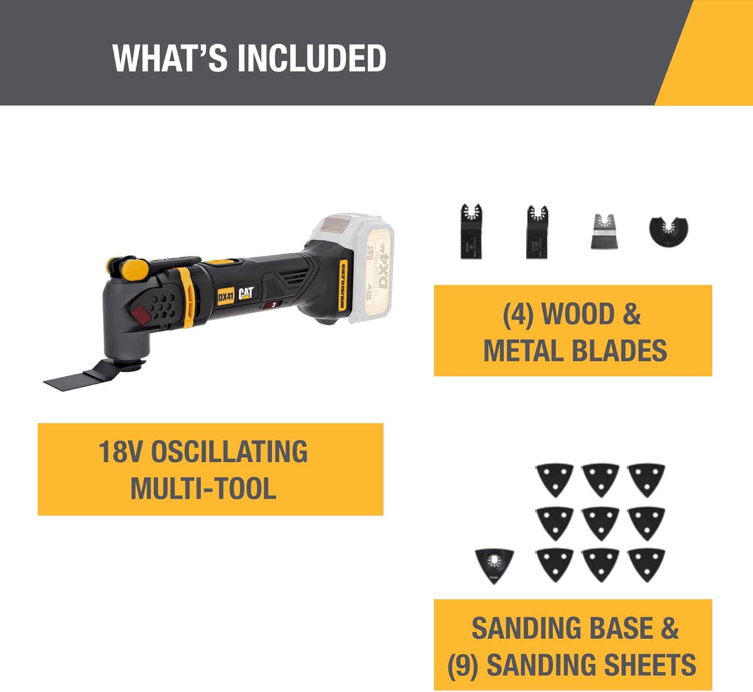 Caterpillar Cat® 18V 1 FOR ALL Cordless Oscillating Multi-Tool with Brushless Motor (Tool Only) - DX1B