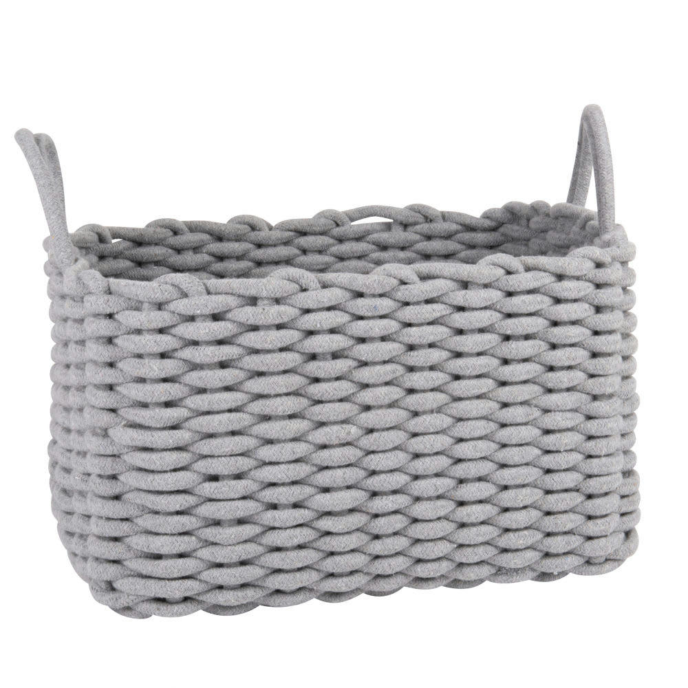 - Panier rectangulaire en coton gris