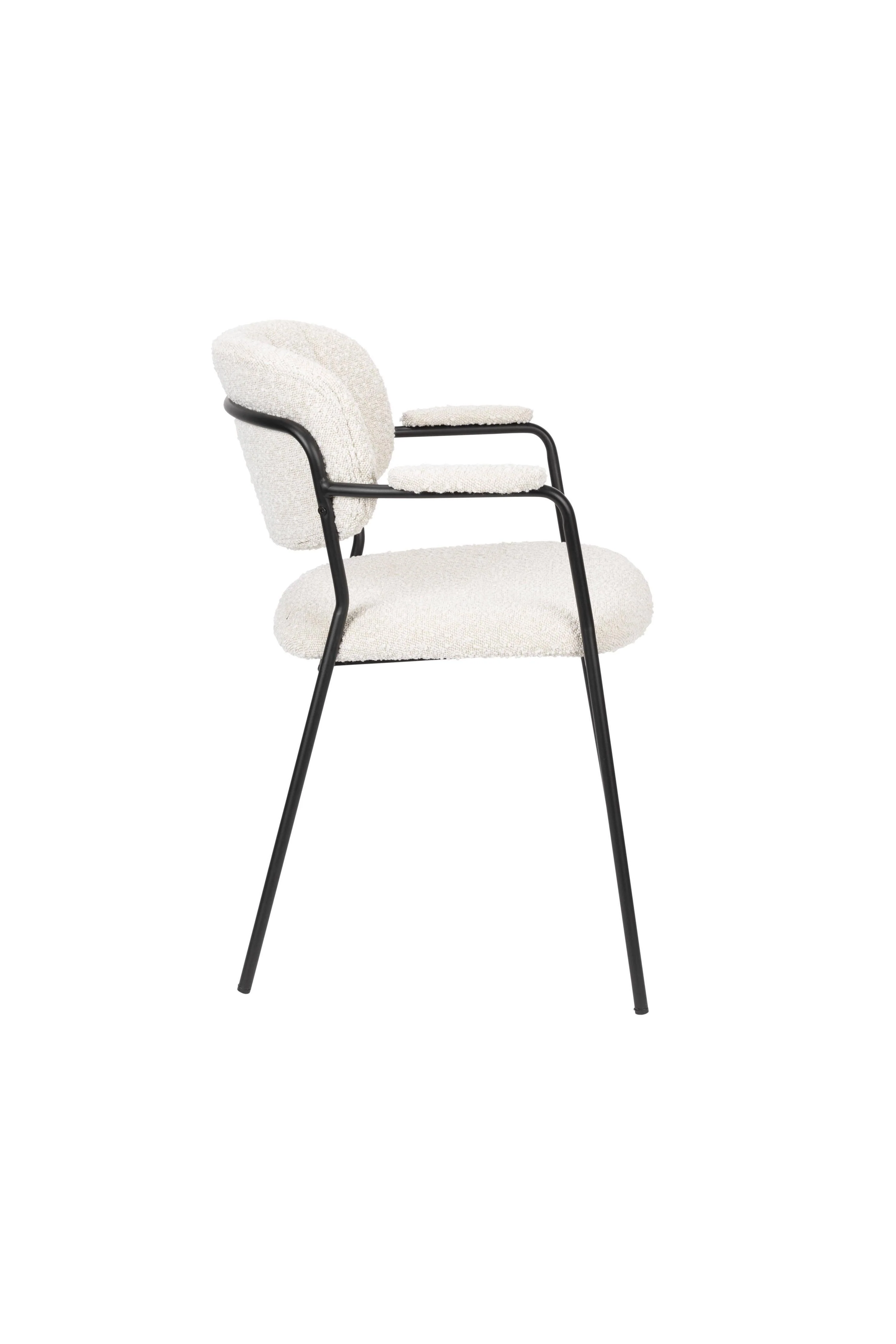 Set van 2 eetkamerstoelen Alina bouclé met armleuning